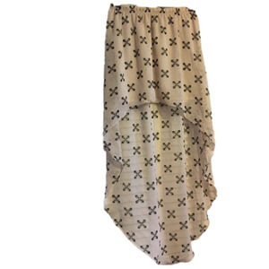 SALE!!! cream/black hi-low skirt elastic waist 6
